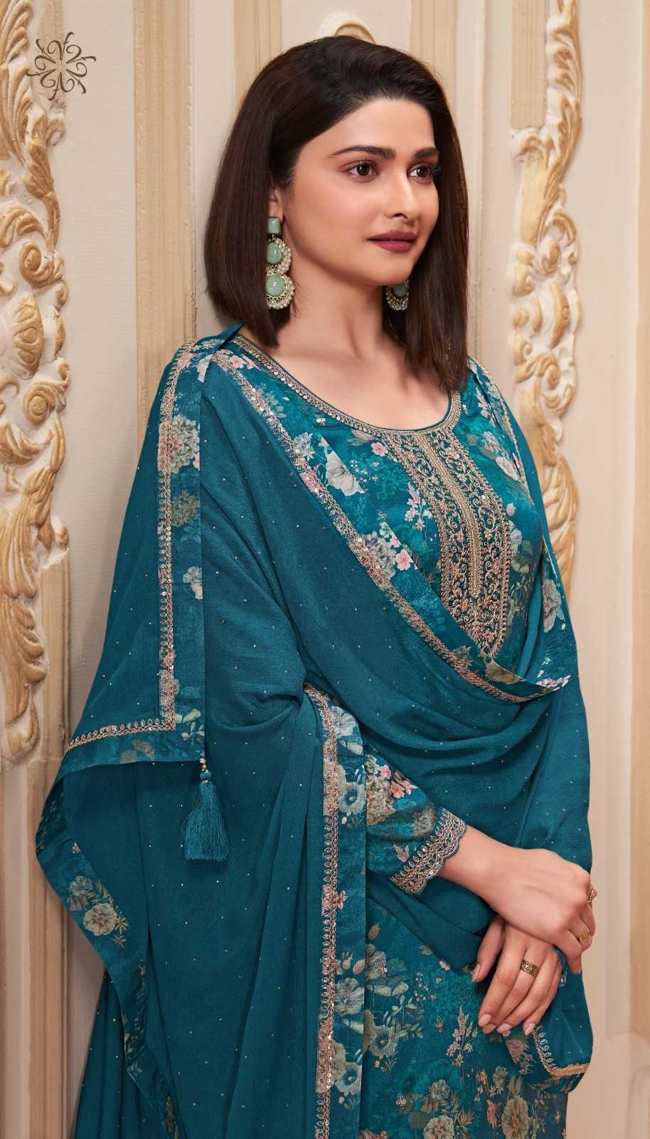 pahal by vinay kuleesh readymade chinon designer big size salwar suit exports 