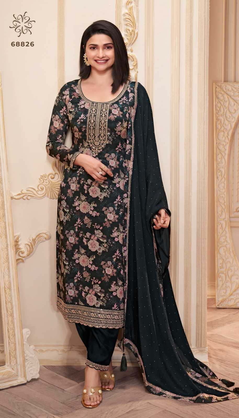 pahal by vinay kuleesh readymade chinon designer big size salwar suit exports 