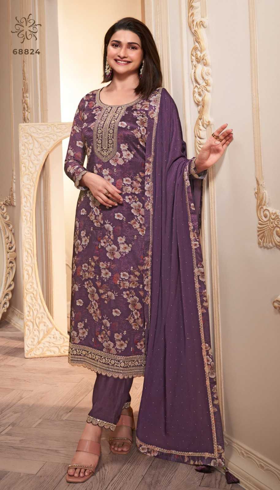 pahal by vinay kuleesh readymade chinon designer big size salwar suit exports 