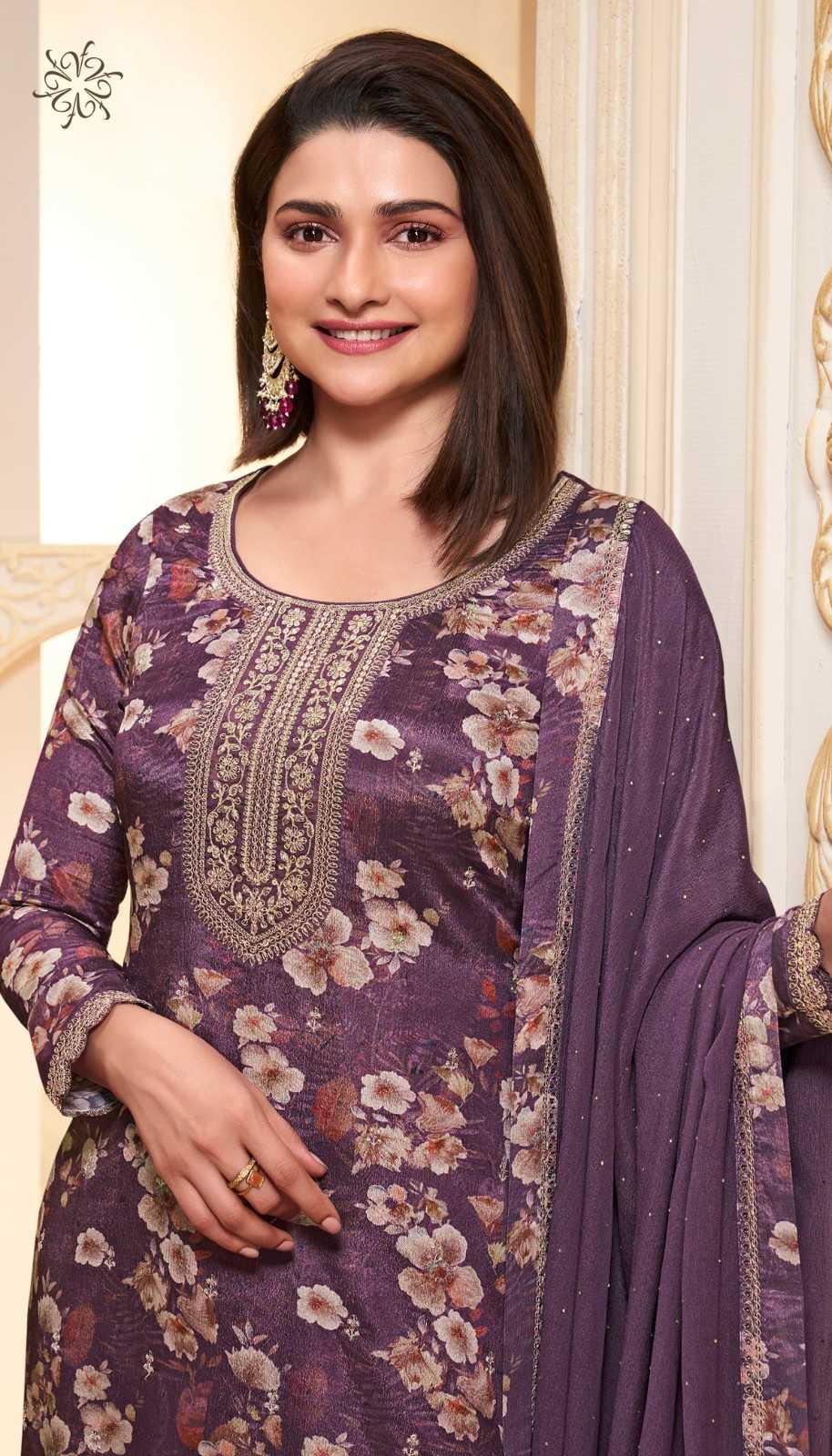 pahal by vinay kuleesh readymade chinon designer big size salwar suit exports 