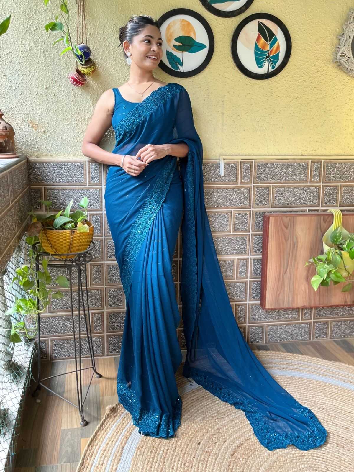 pr ds 651 georgette with sequence work stylish saree exports