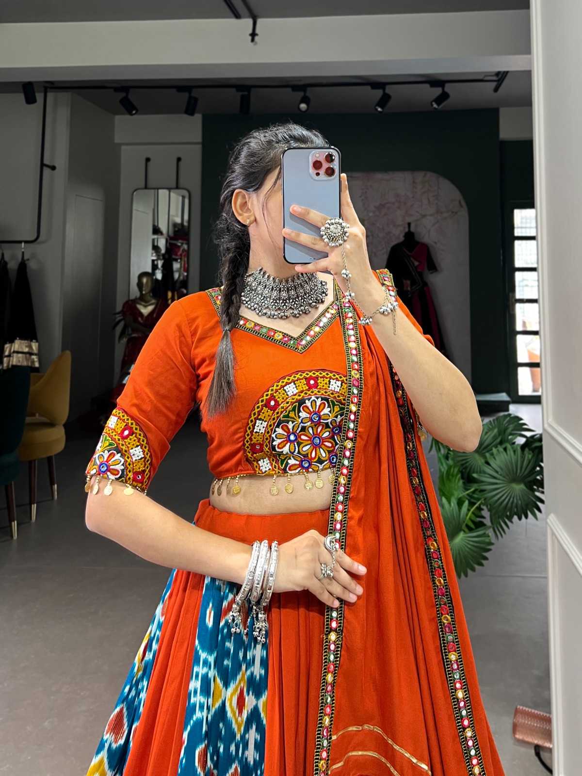 pr lnb1745 rayon mirror gamthi work fully stitch chaniya choli exports 