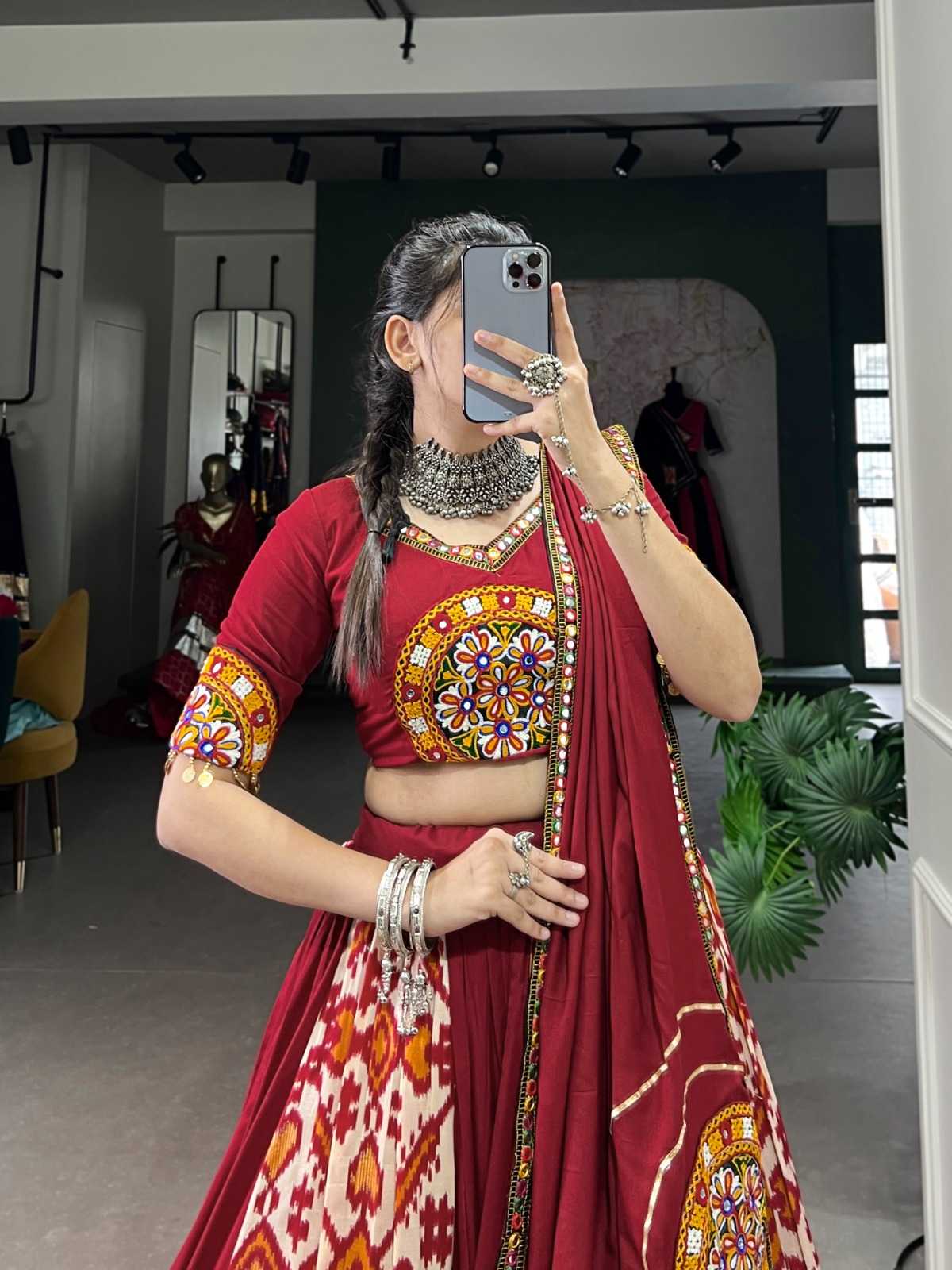 pr lnb1745 rayon mirror gamthi work fully stitch chaniya choli exports 