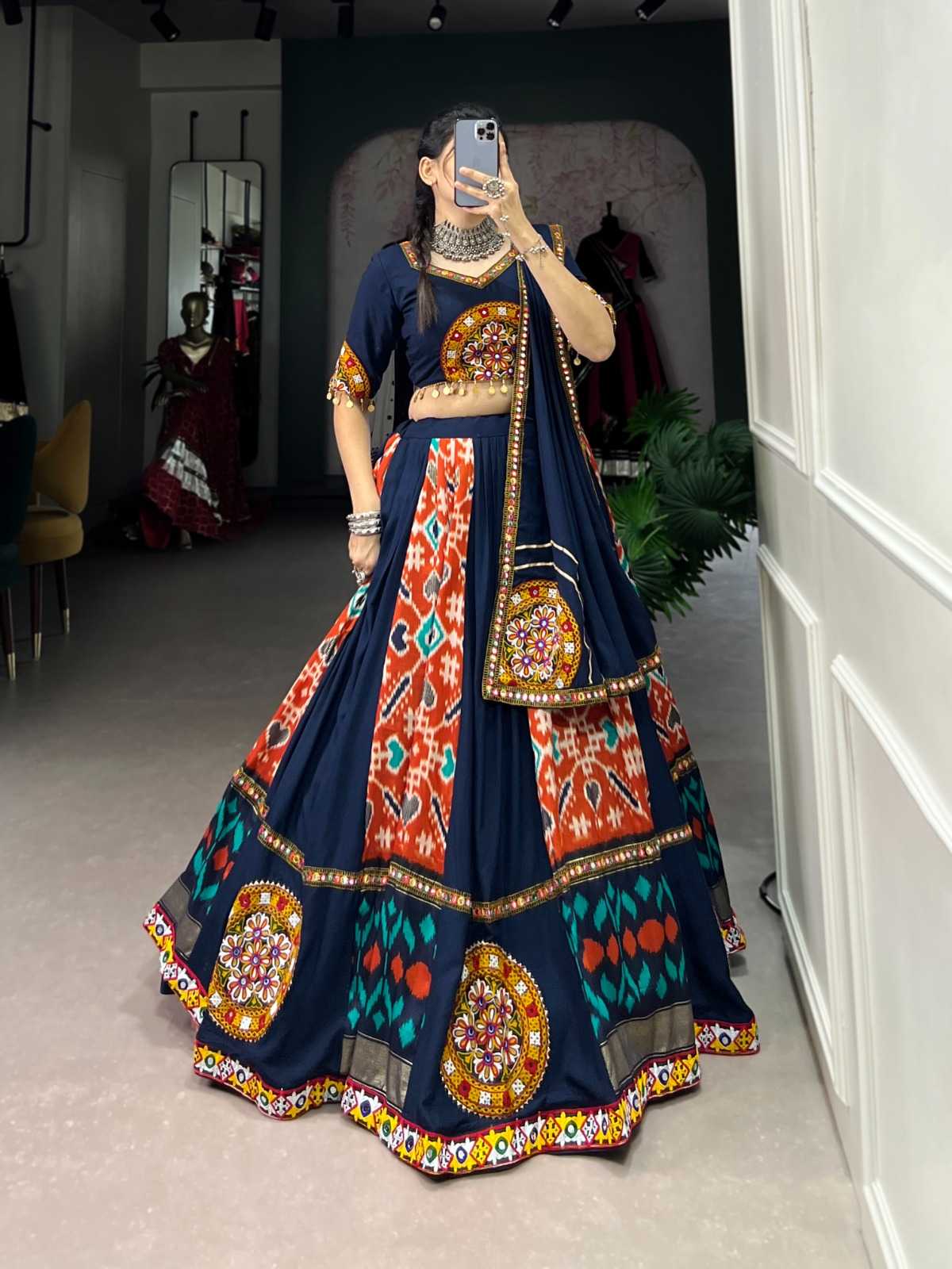 pr lnb1745 rayon mirror gamthi work fully stitch chaniya choli exports 
