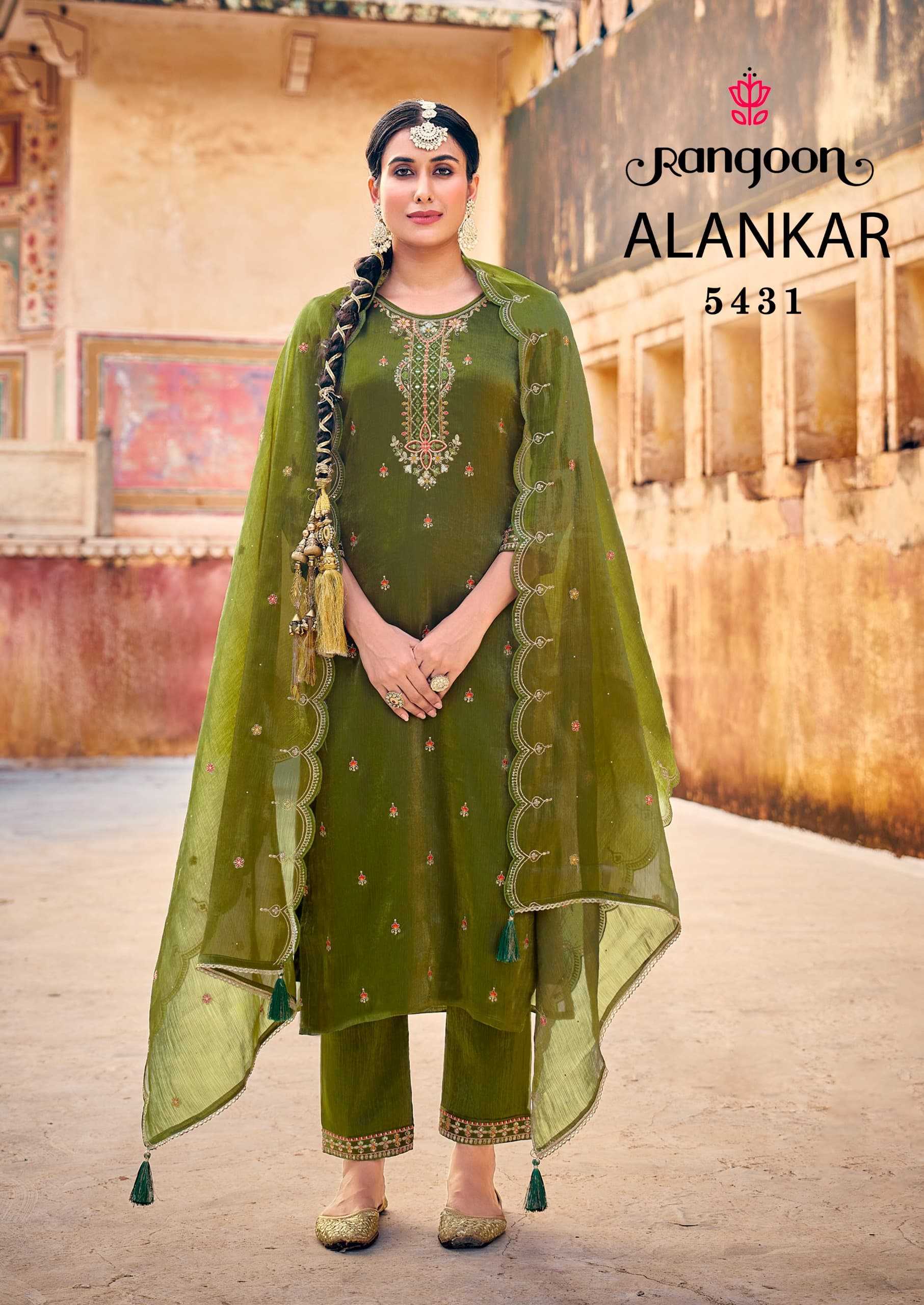 rangoon alankar burberry silk readymade mirror work party wear suit for women