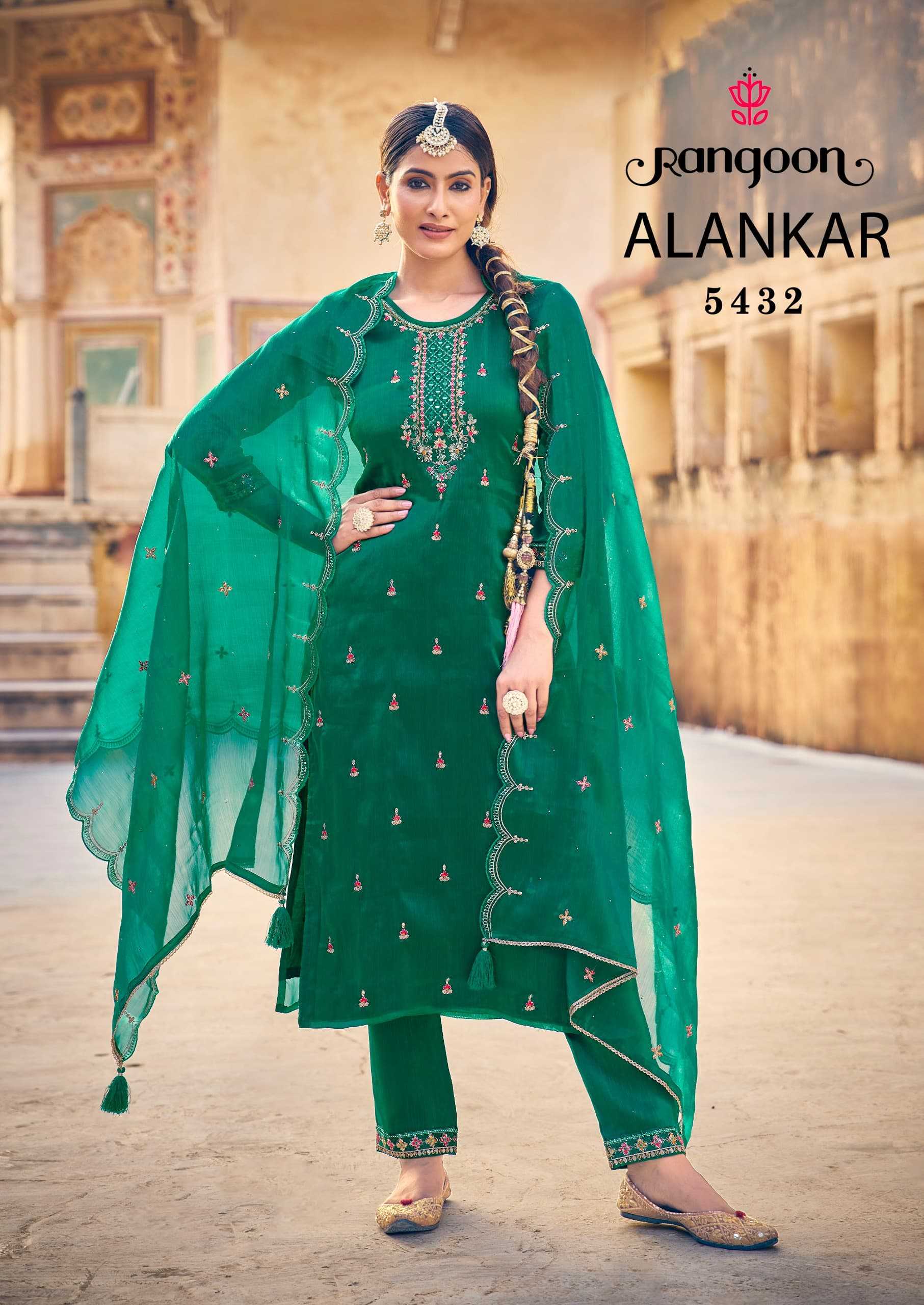 rangoon alankar burberry silk readymade mirror work party wear suit for women