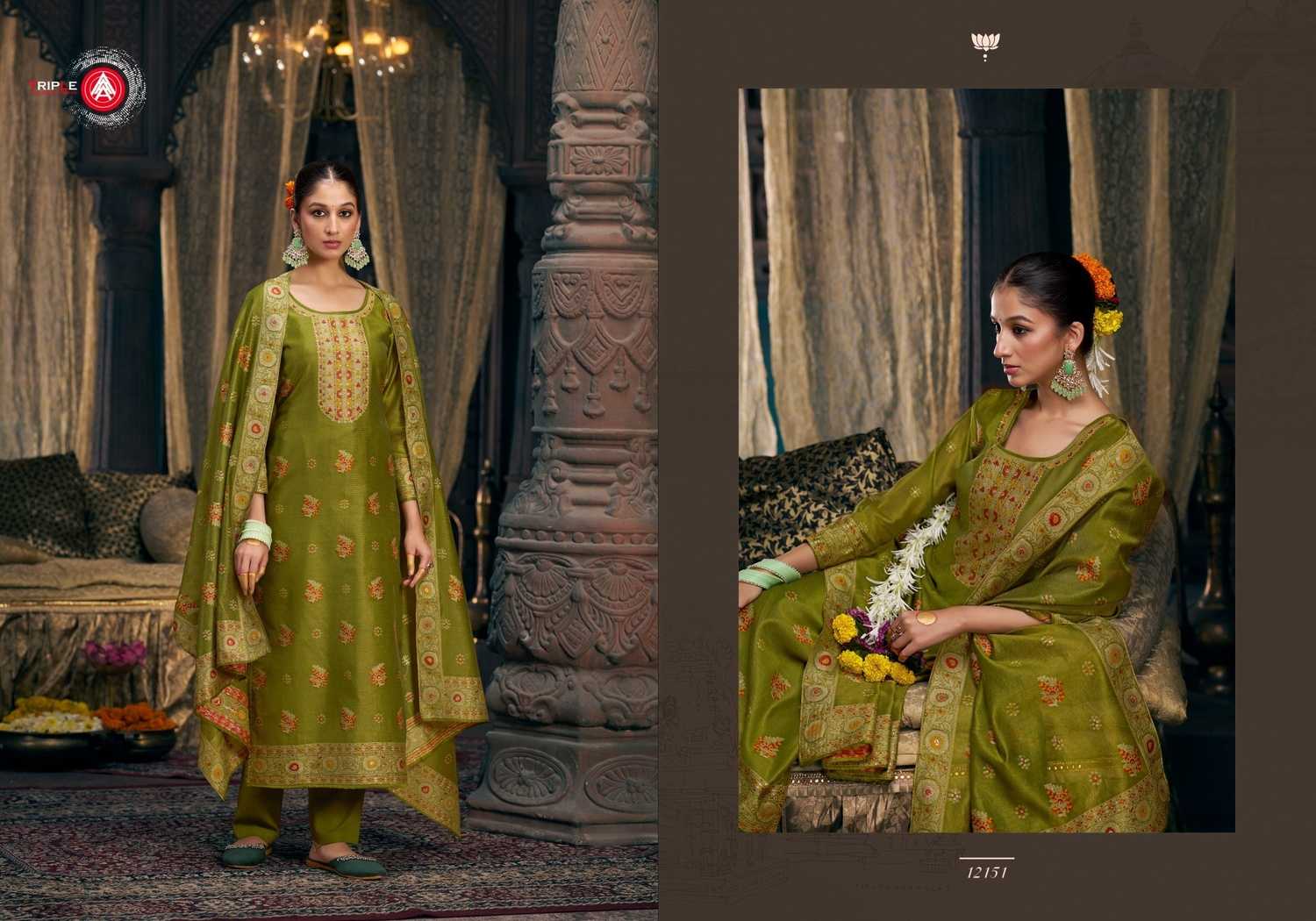 taniya by triple a viscose simmer silk minakari work big size ladies suit 