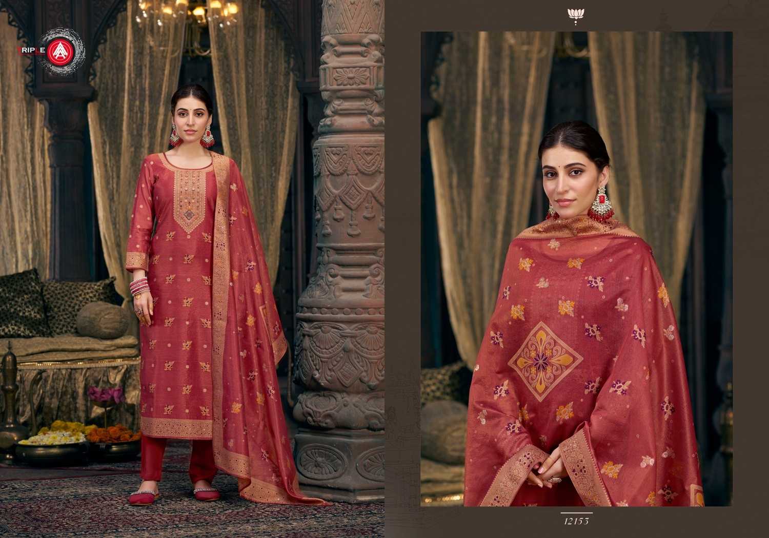 taniya by triple a viscose simmer silk minakari work big size ladies suit 