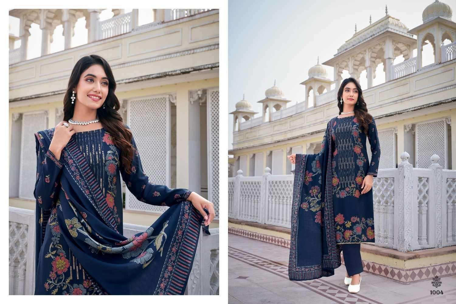vp shehnaz muslin print embroidery work readymade big size 3pcs dress