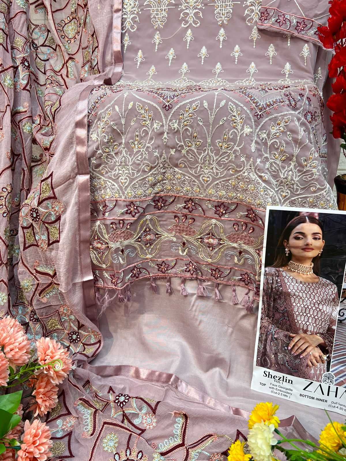 zaha 10251 occasion wear georgette readymade big size pakistani 3pcs dress
