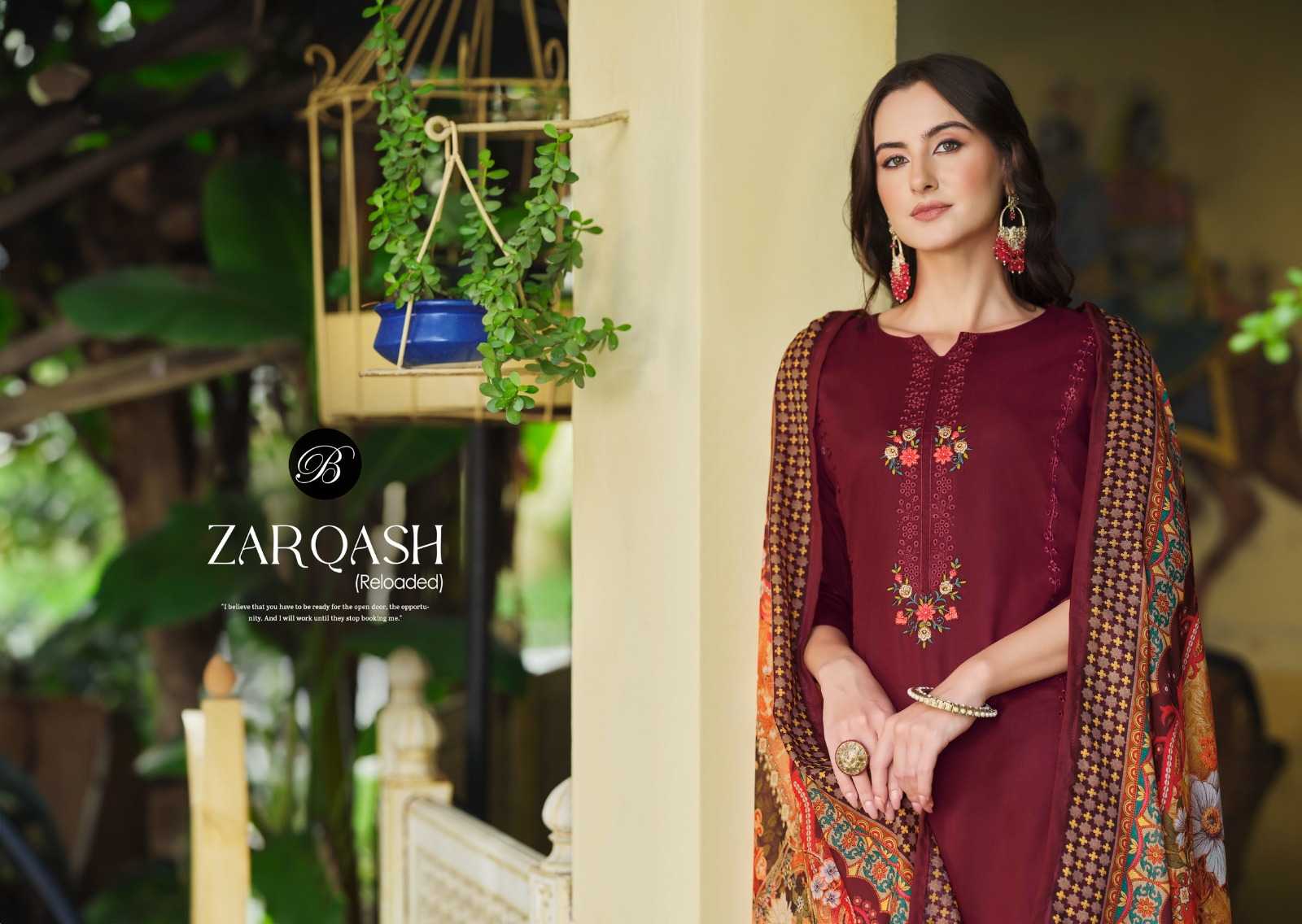 belliza designer zarqash amazing work full stitch big size pakistani suit 
