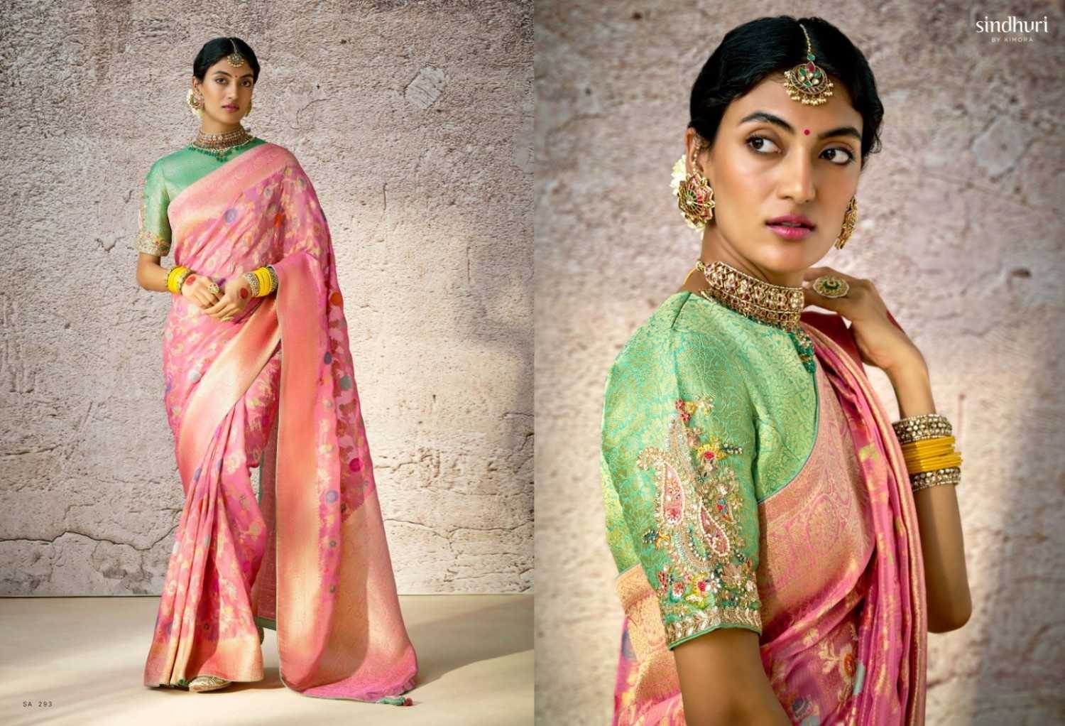 kashi by kimora 288 - 298 kora banarasi zari weaving pattern saree exports 