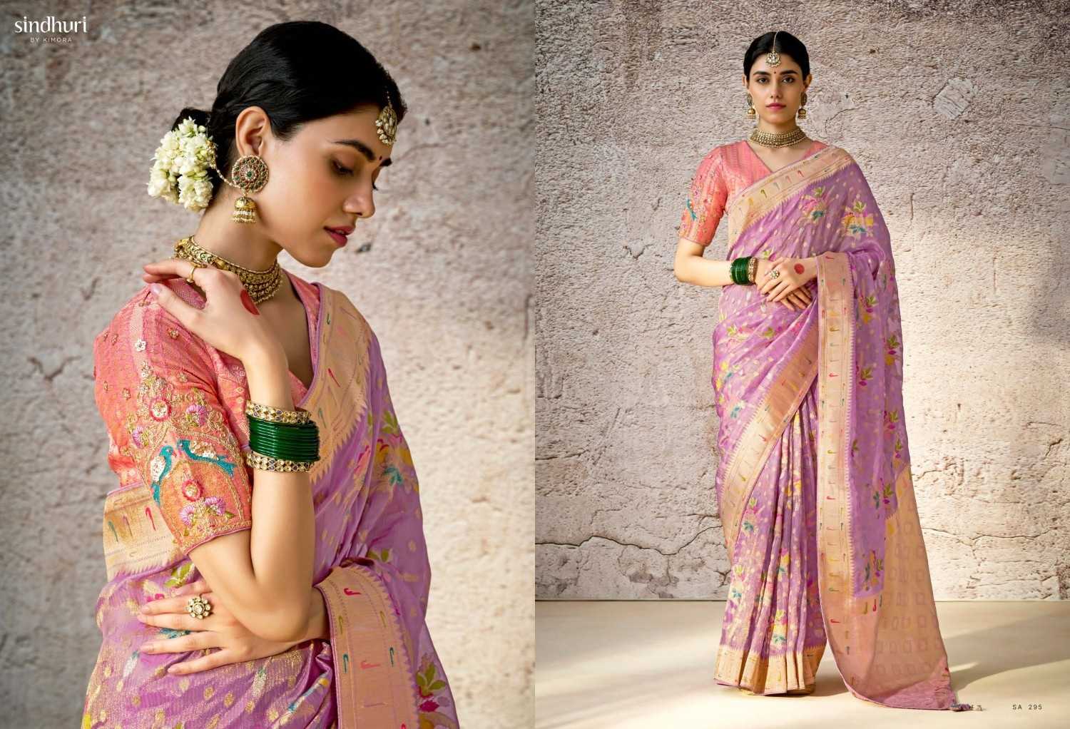 kashi by kimora 288 - 298 kora banarasi zari weaving pattern saree exports 