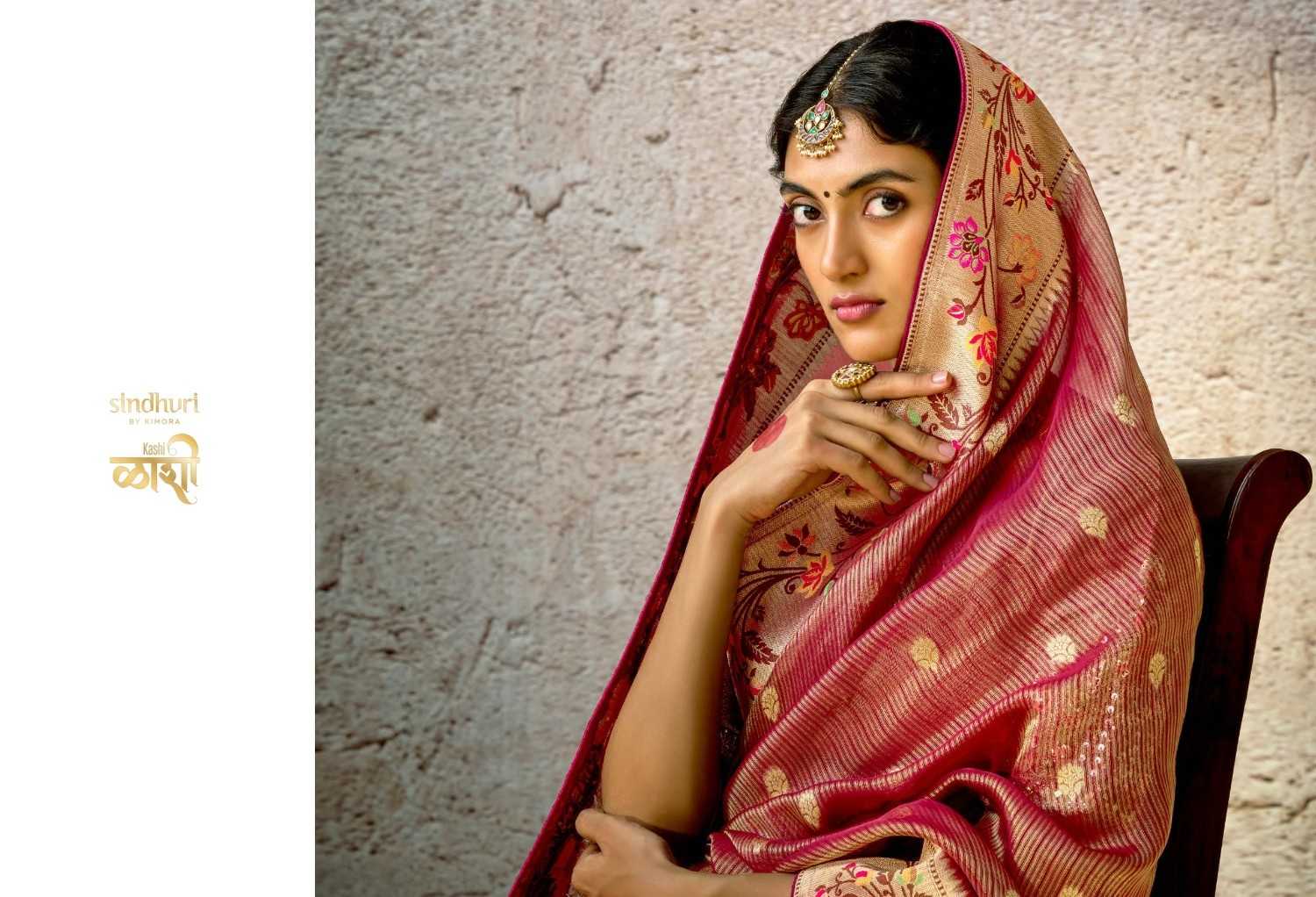 kashi by kimora 288 - 298 kora banarasi zari weaving pattern saree exports 