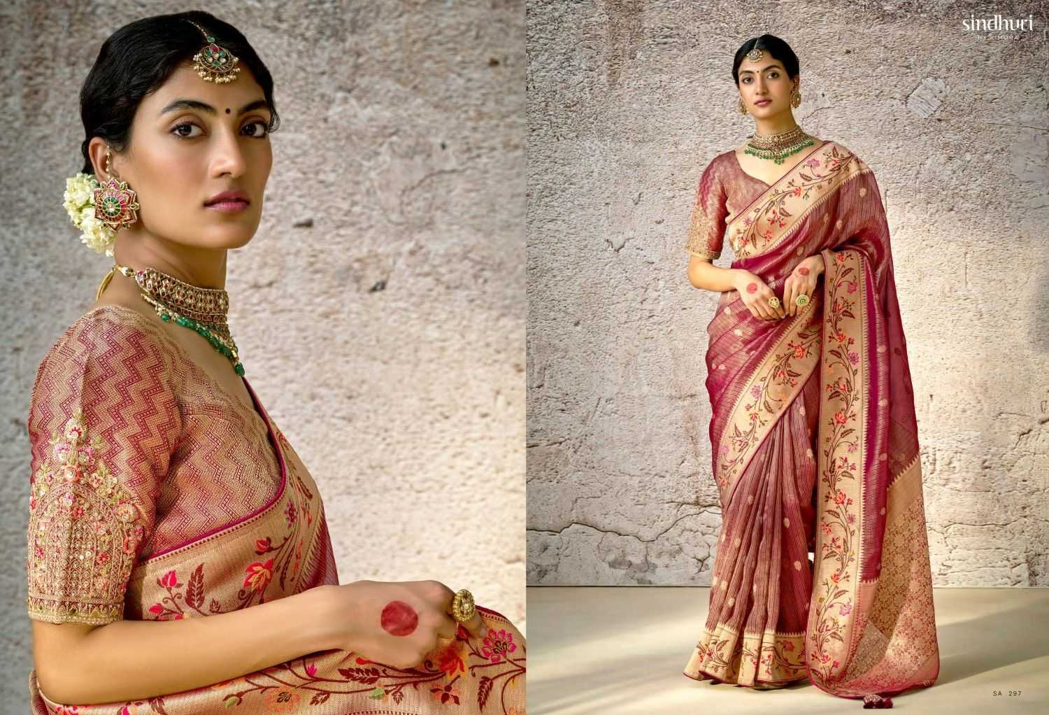 kashi by kimora 288 - 298 kora banarasi zari weaving pattern saree exports 