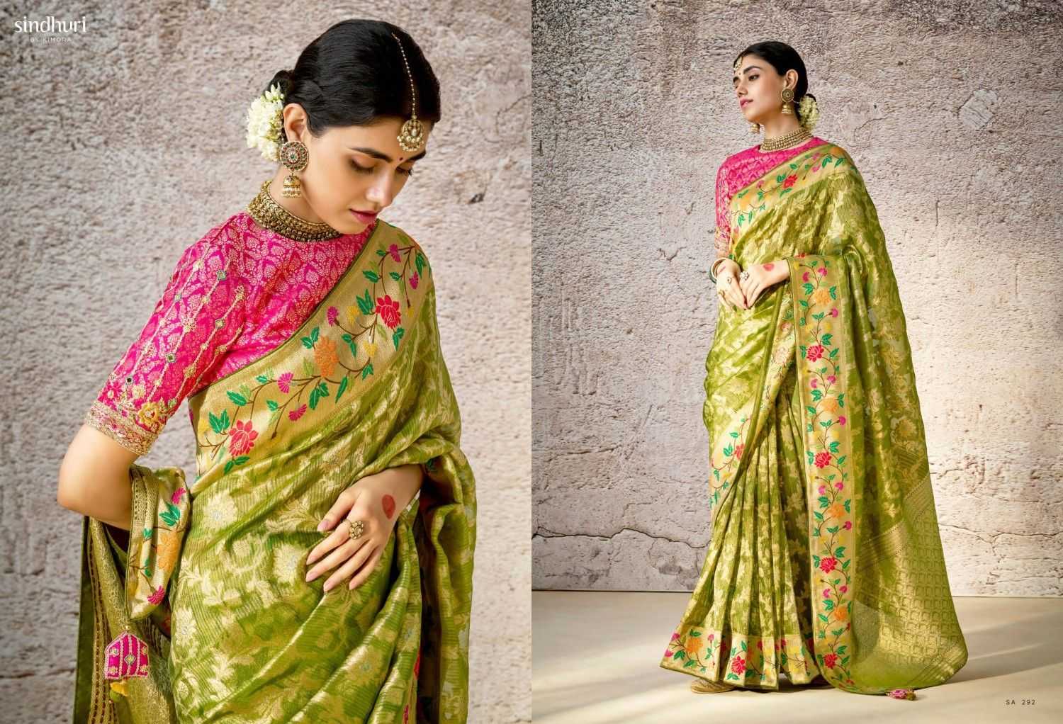 kashi by kimora 288 - 298 kora banarasi zari weaving pattern saree exports 