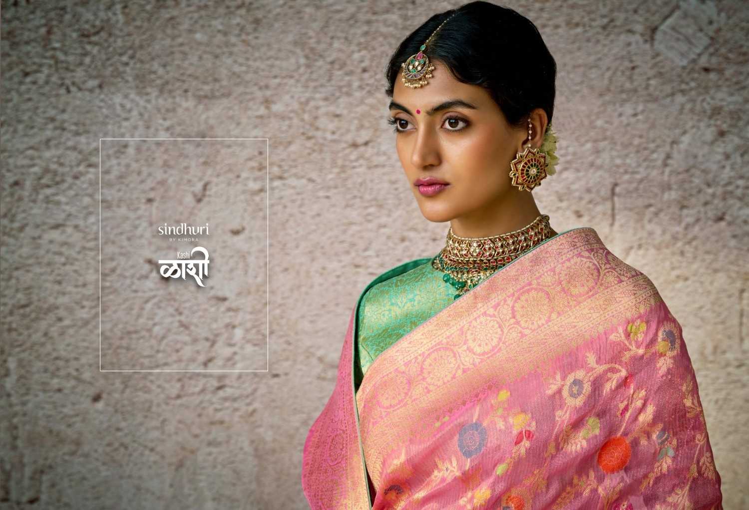 kashi by kimora 288 - 298 kora banarasi zari weaving pattern saree exports 