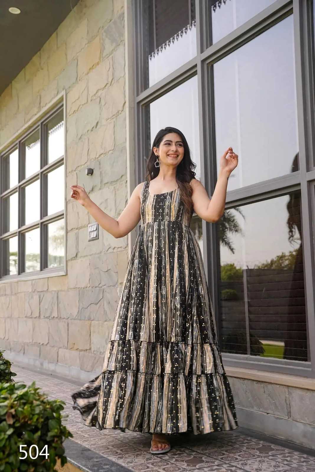 pr clora vol 5 rayon readymade digital print big size festive anarkali style gown 