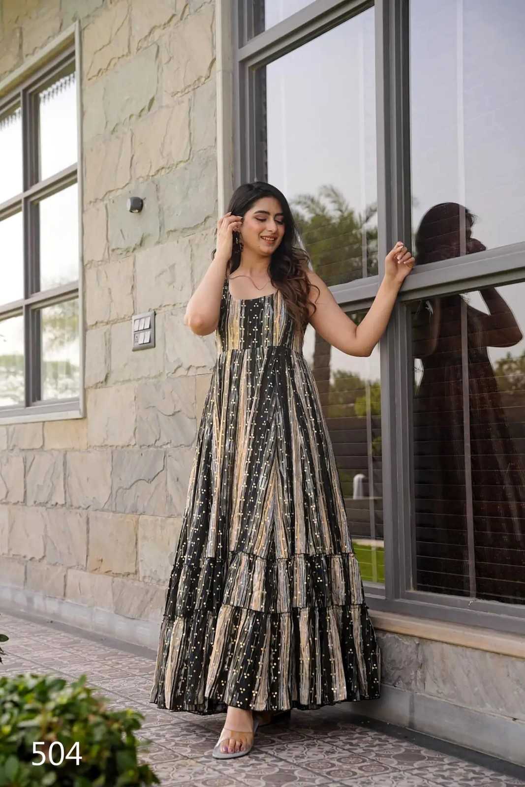 pr clora vol 5 rayon readymade digital print big size festive anarkali style gown 