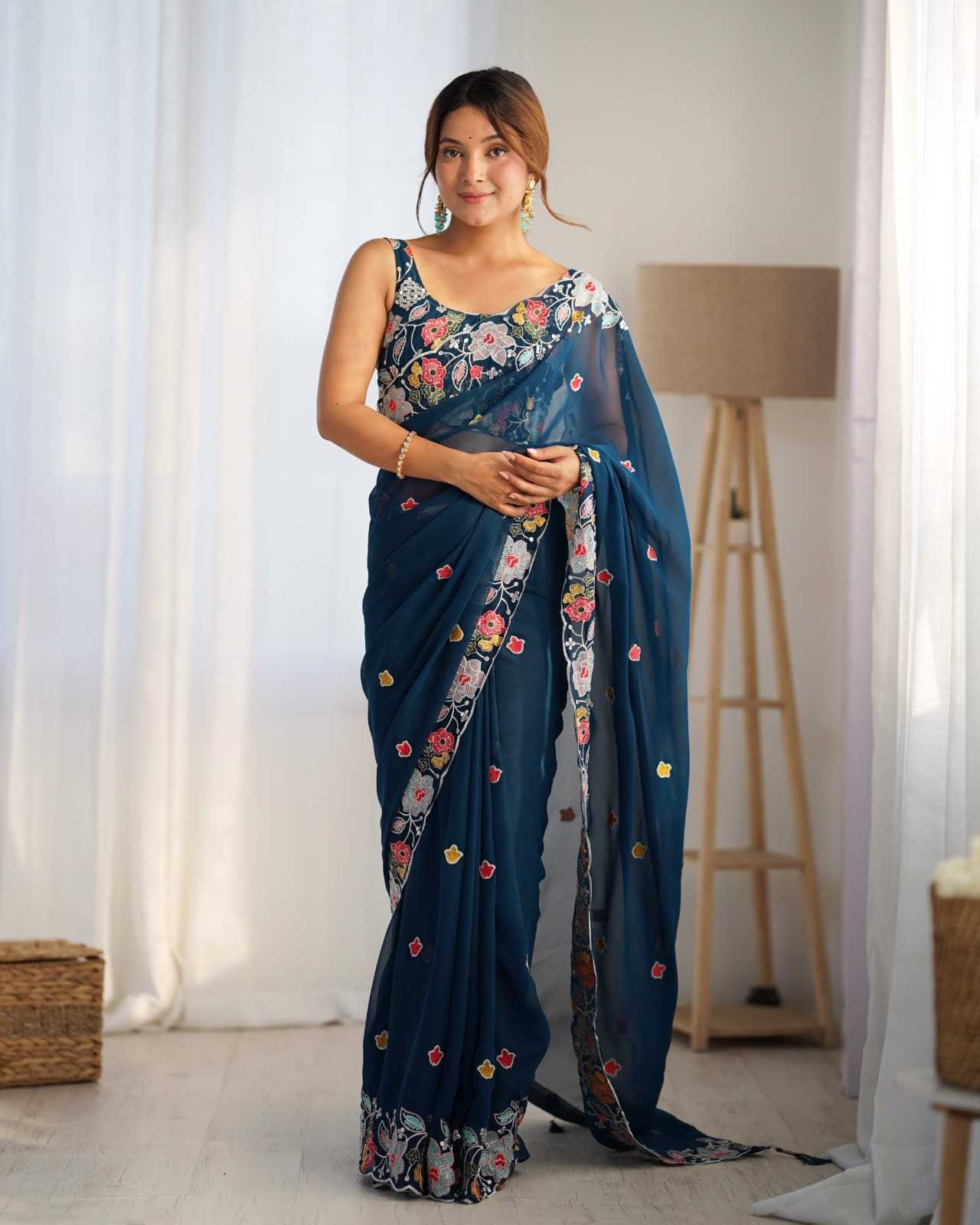 pr ds 690 multicolor sequence work georgette saree