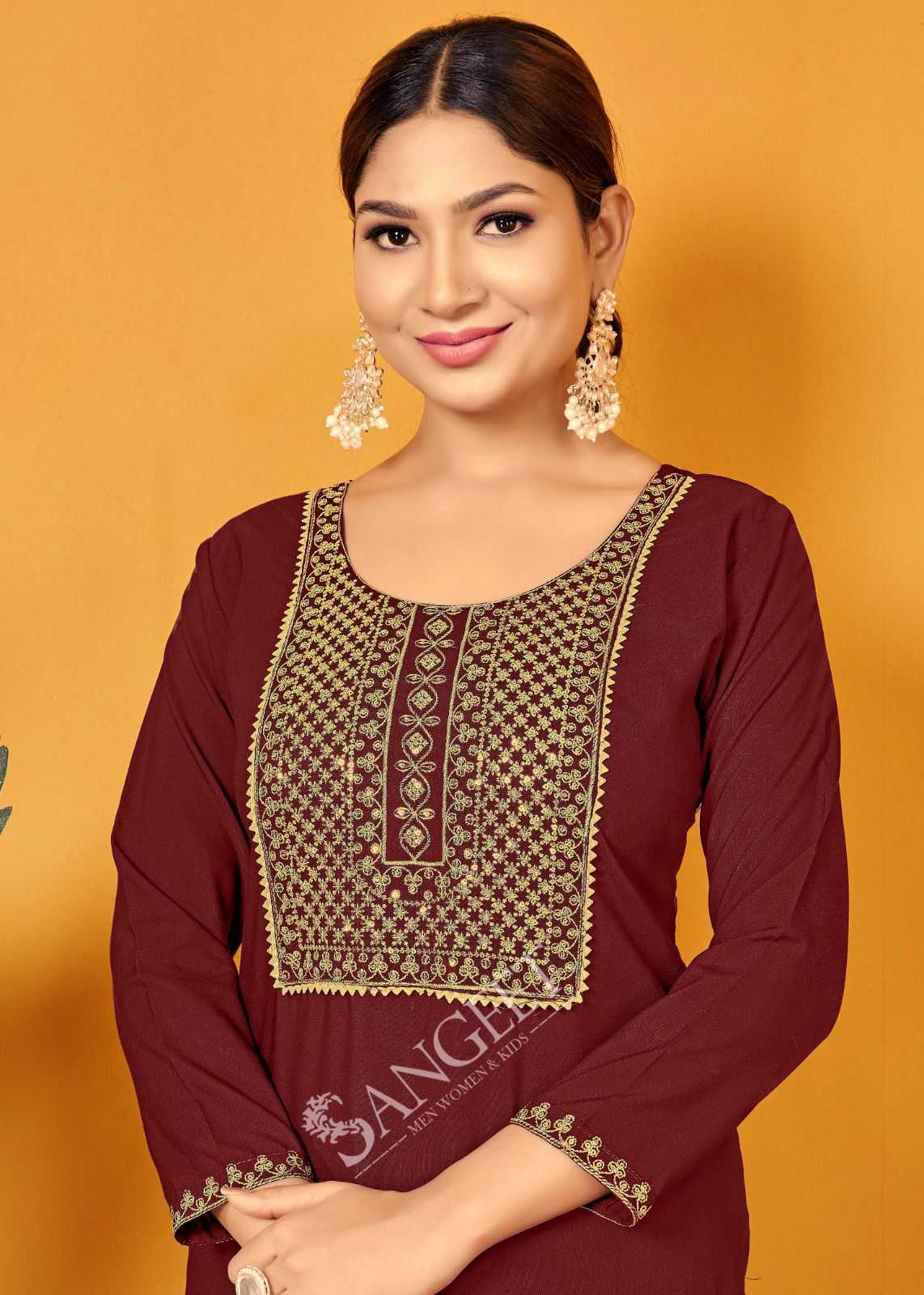 pr popcorn vol 1 malai rayon amazing work full stitch plus size kurtis 