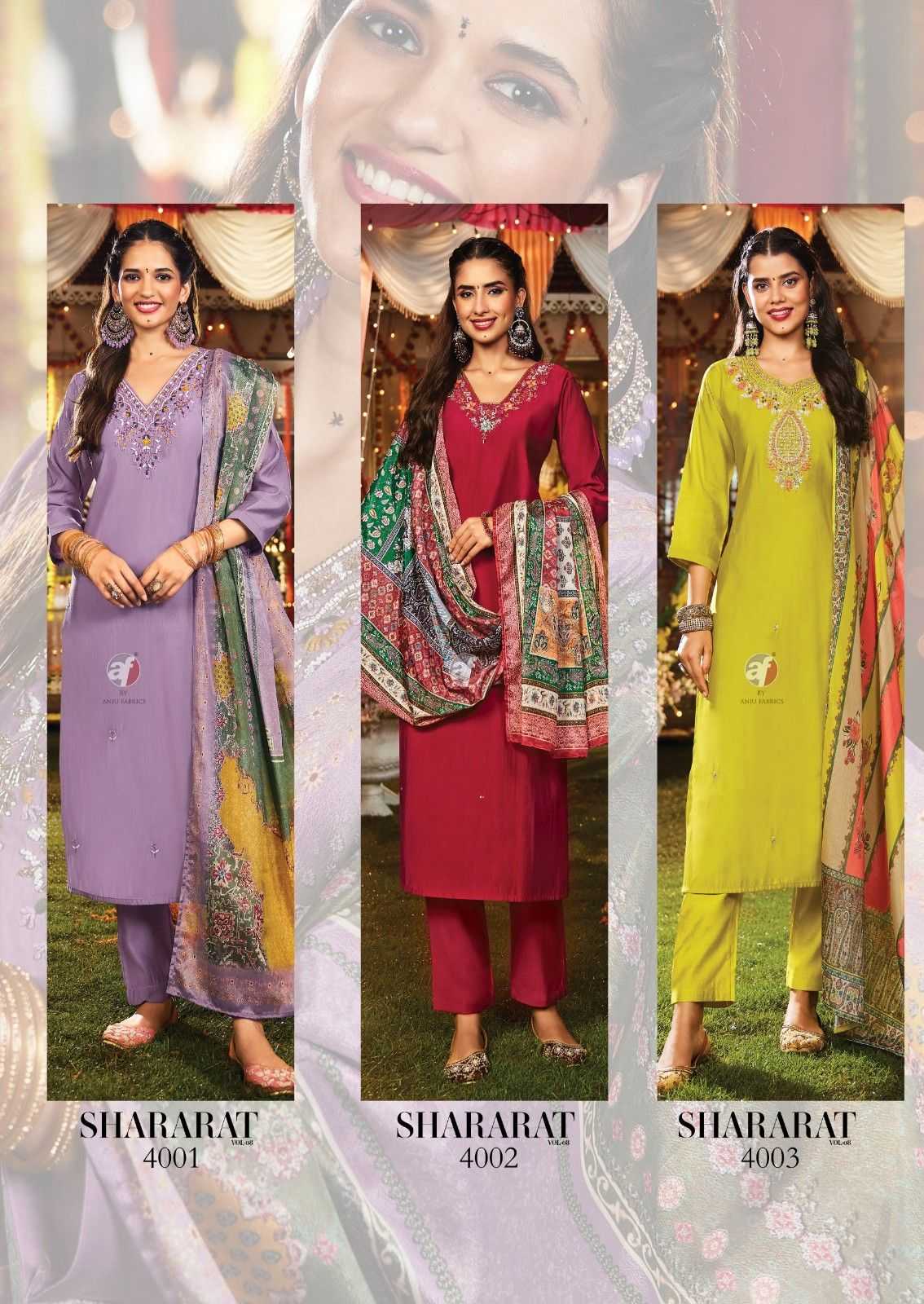 shararat vol 8 by anju fab modal silk readymade handwork big size party wear suit 