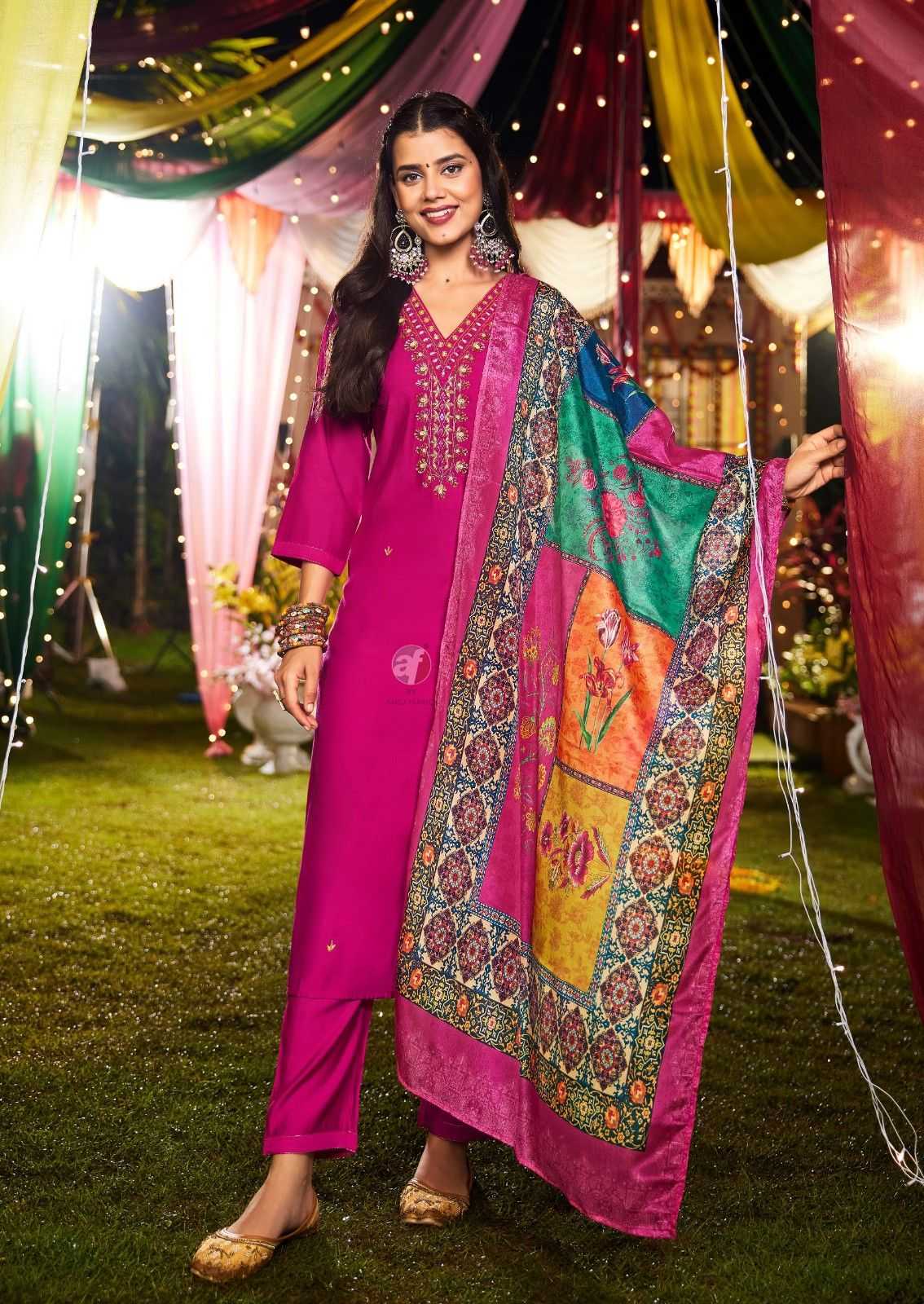 shararat vol 8 by anju fab modal silk readymade handwork big size party wear suit 