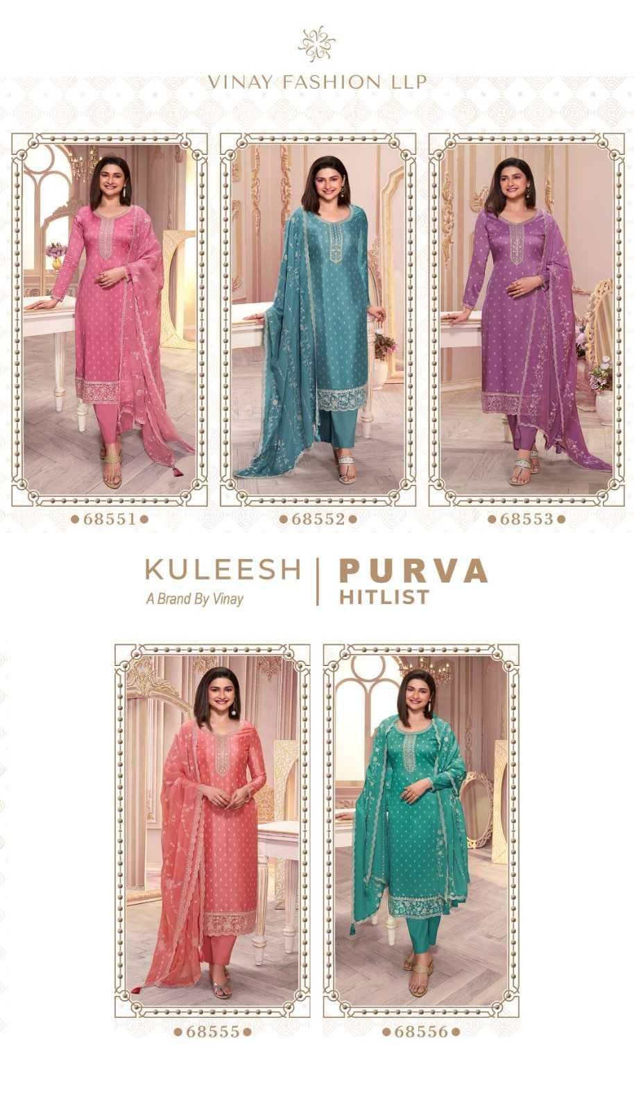 vinay kuleesh purva hitlist beautiful print thread embroidery georgette suits