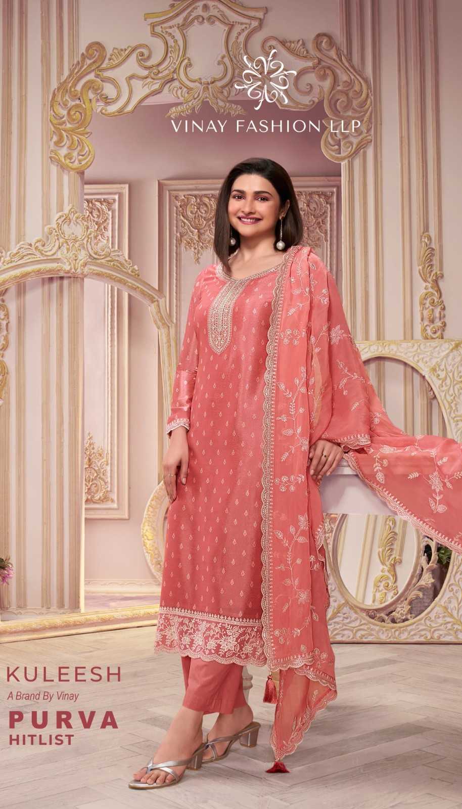 vinay kuleesh purva hitlist beautiful print thread embroidery georgette suits