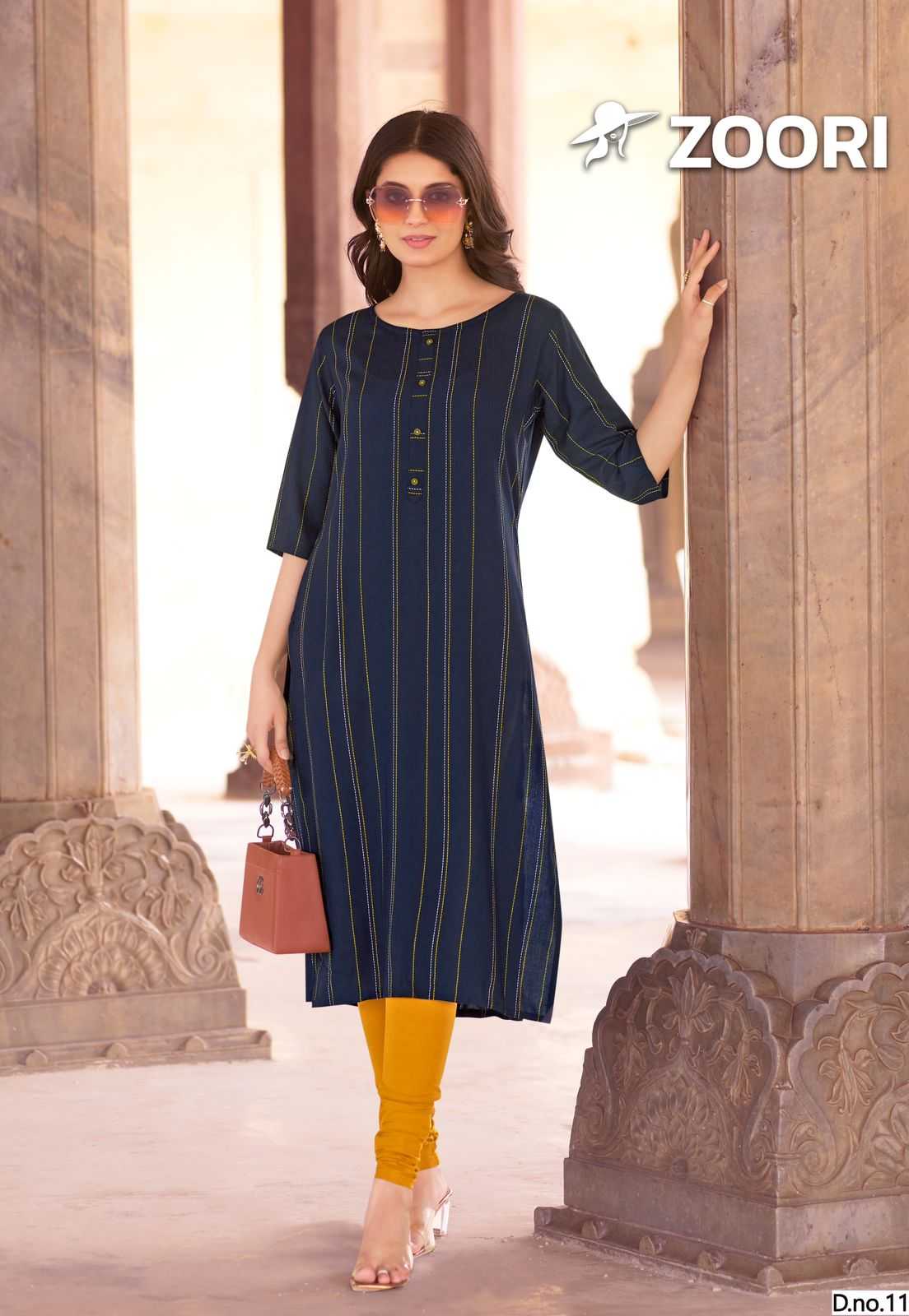 zoori akshara vol 28 rayon print readymade daily wear big size long kurtis 