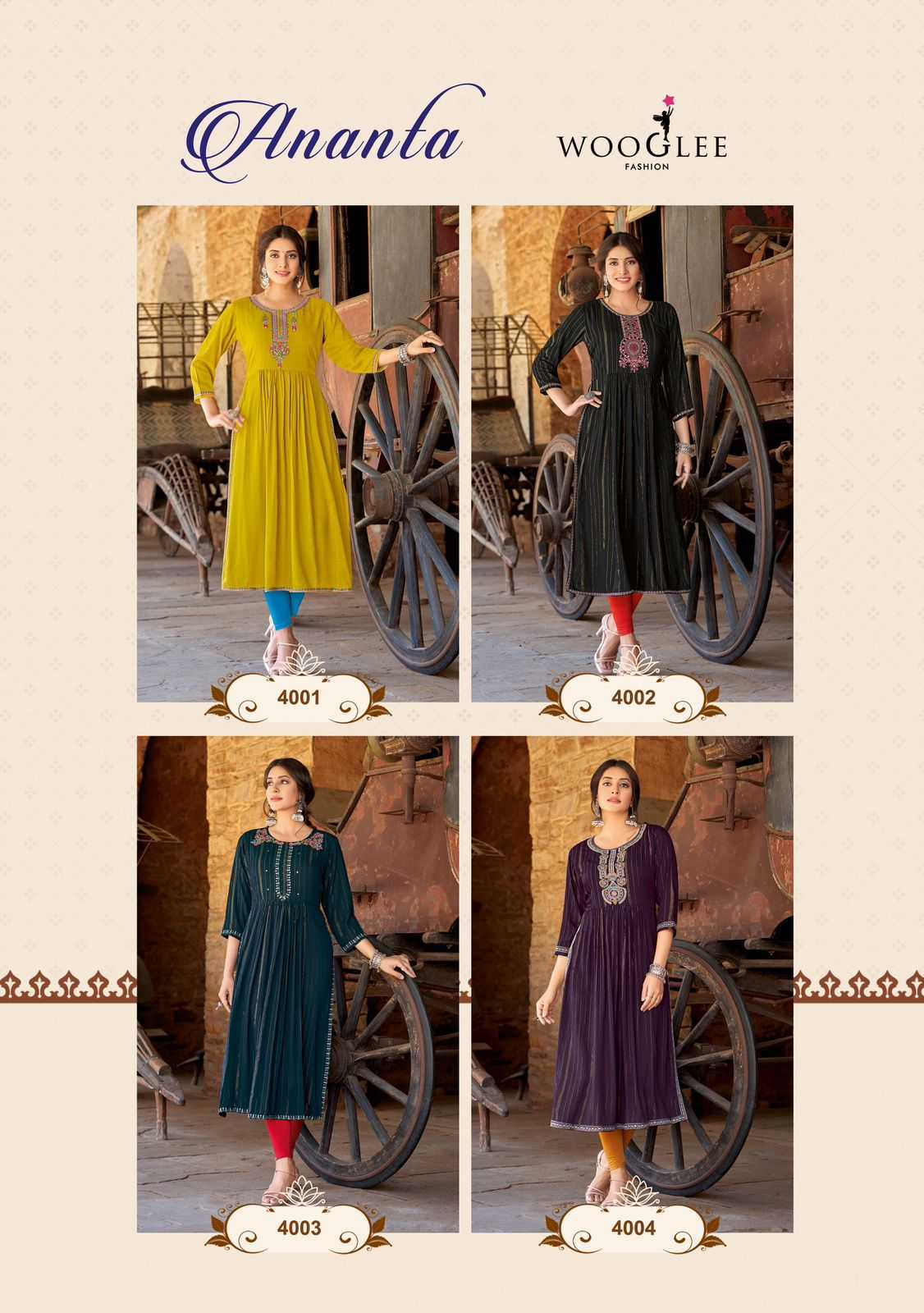 ananta by wooglee thread work rayon plus size readymade long kurti