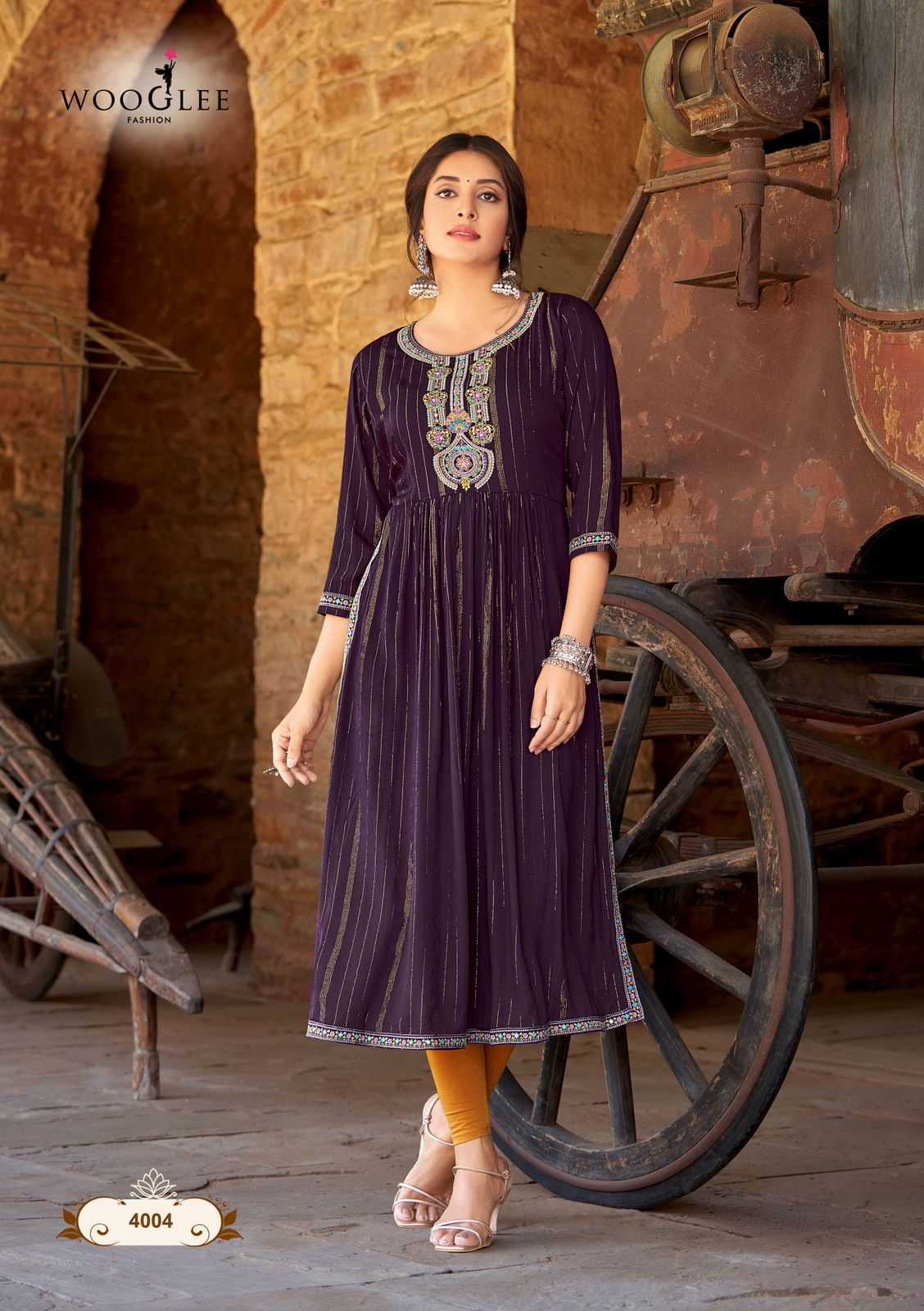 ananta by wooglee thread work rayon plus size readymade long kurti