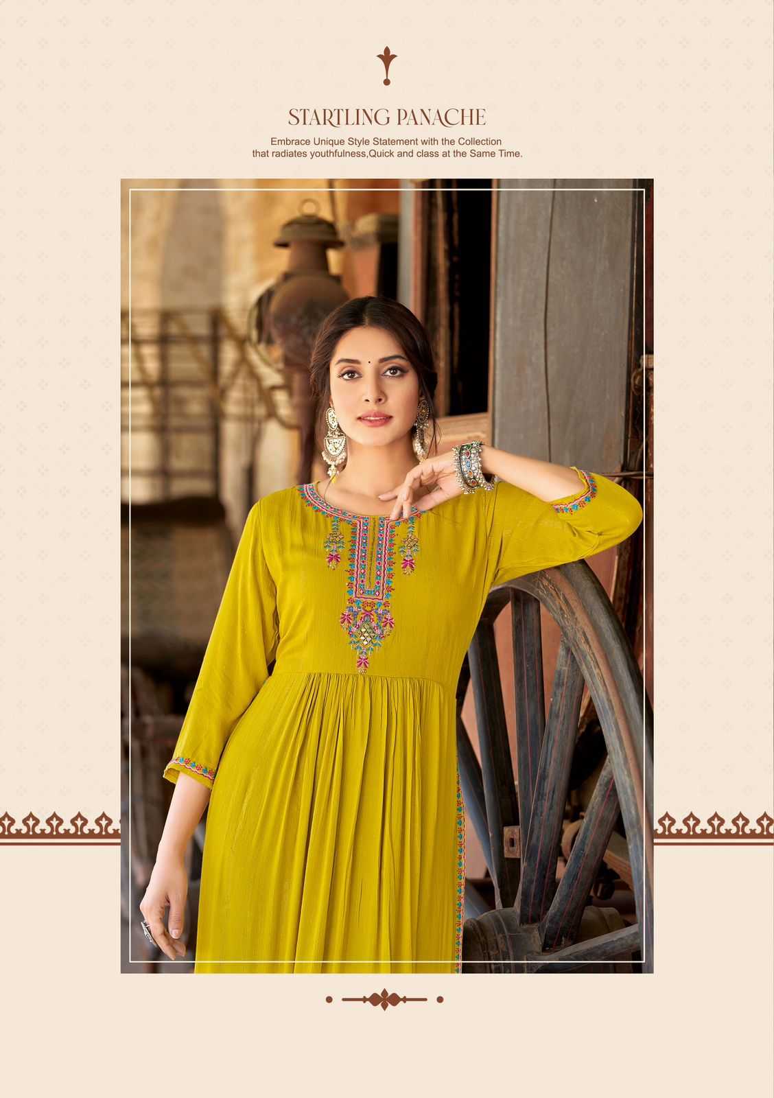 ananta by wooglee thread work rayon plus size readymade long kurti