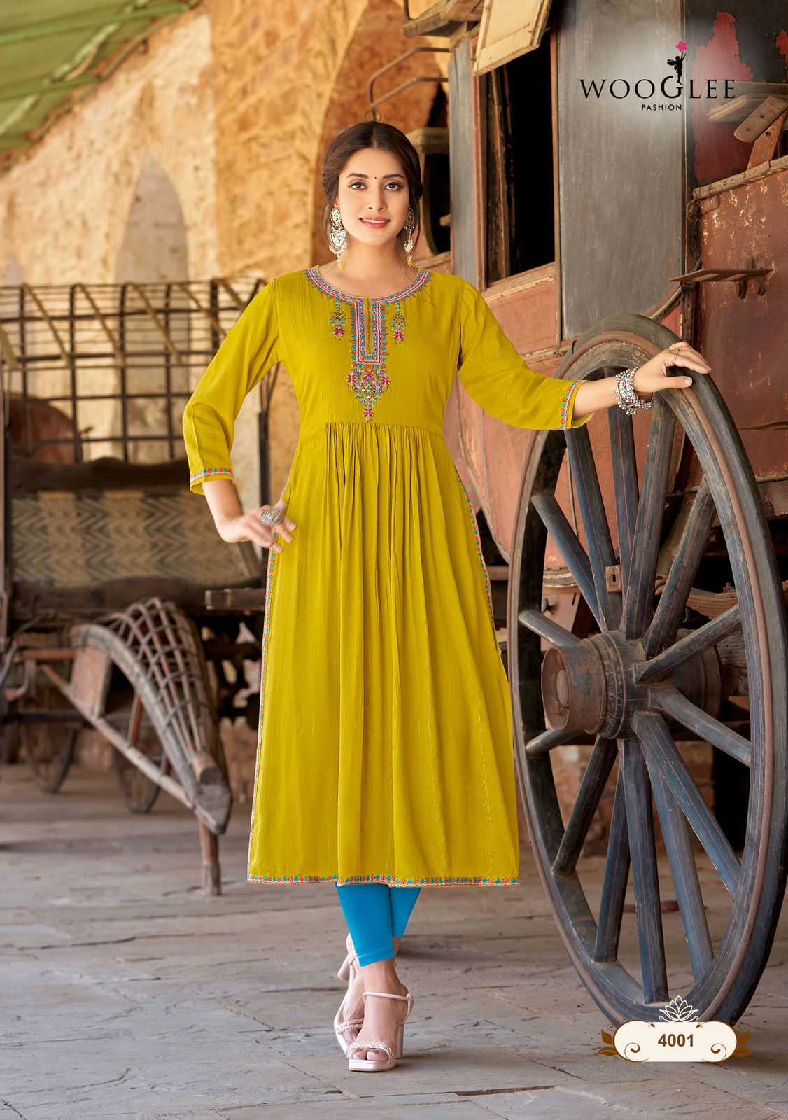 ananta by wooglee thread work rayon plus size readymade long kurti