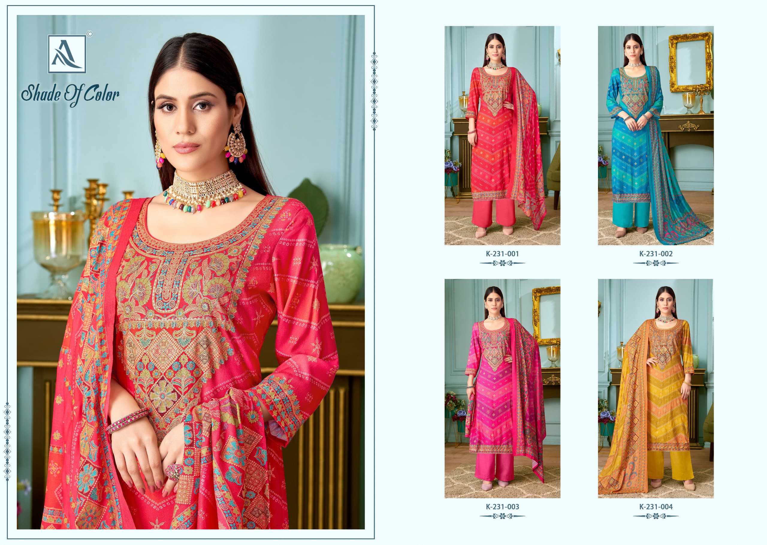 shade of color by alok viscose pashmina casual pakistani 3pcs dress material 