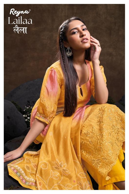 reyna lailaa digital printed vintage silk party wear trendy suits