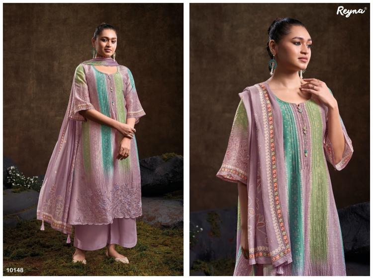 reyna lailaa digital printed vintage silk party wear trendy suits