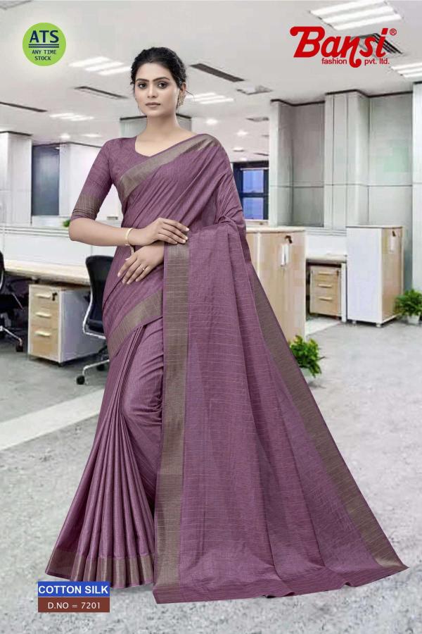 bansi launch cotton silk shop trendy uniform sarees at affordable prices