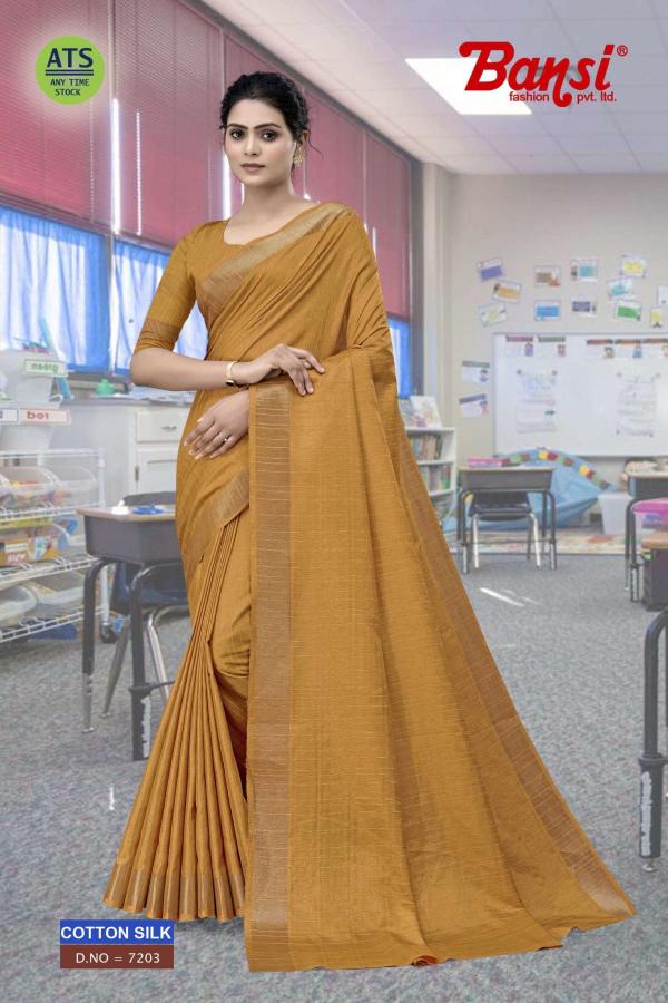 bansi launch cotton silk shop trendy uniform sarees at affordable prices