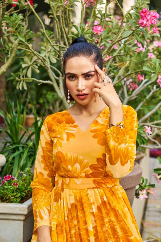 pr lotus flare multilayer georgette readymade shop trendy gown online