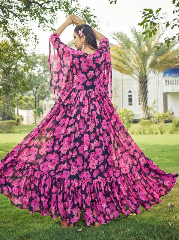 pr maahi georgette anarkali style readymade plus size ethnic gown 