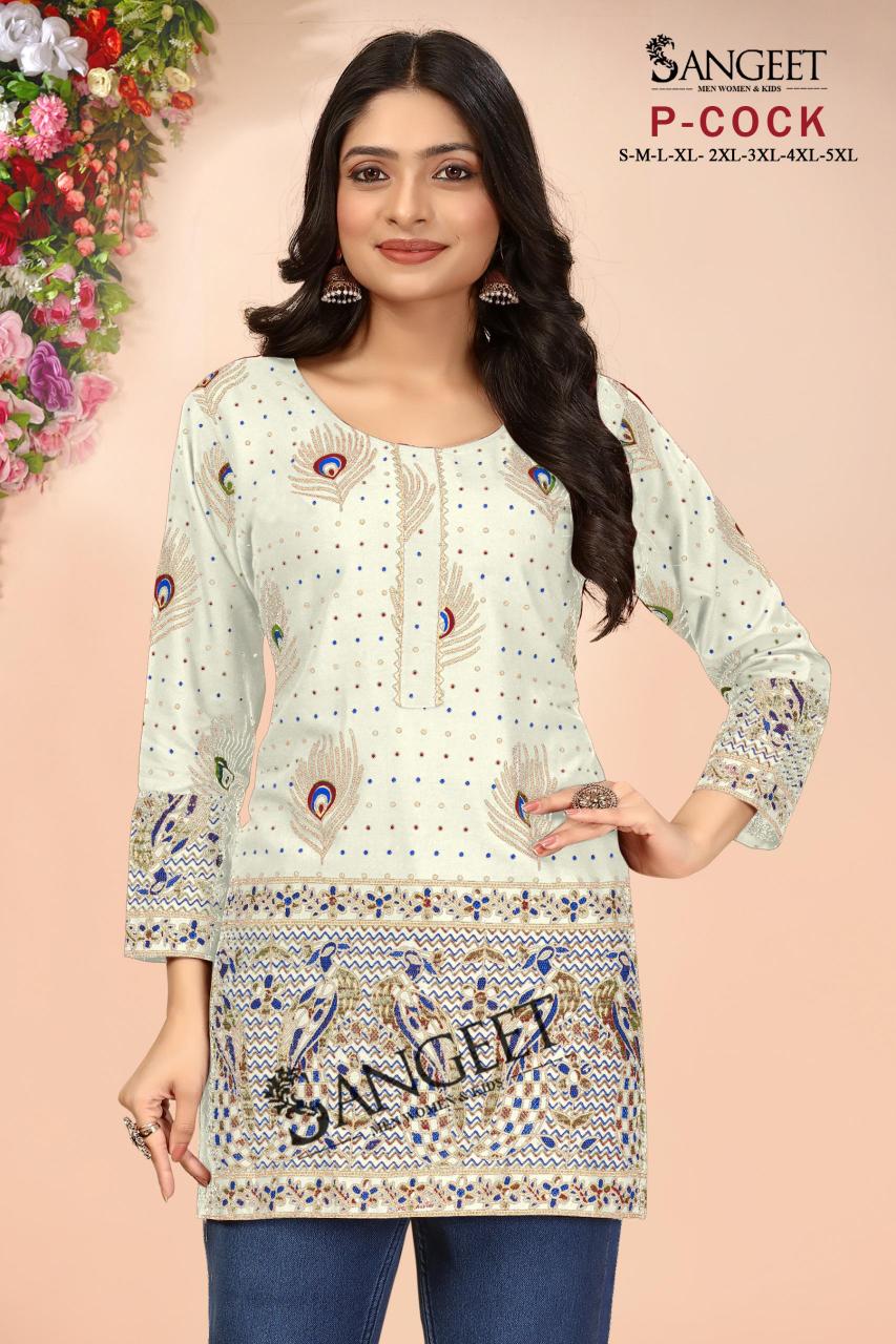 pr p-cock rayon gold readymade daily wear fancy big size short kurtis 