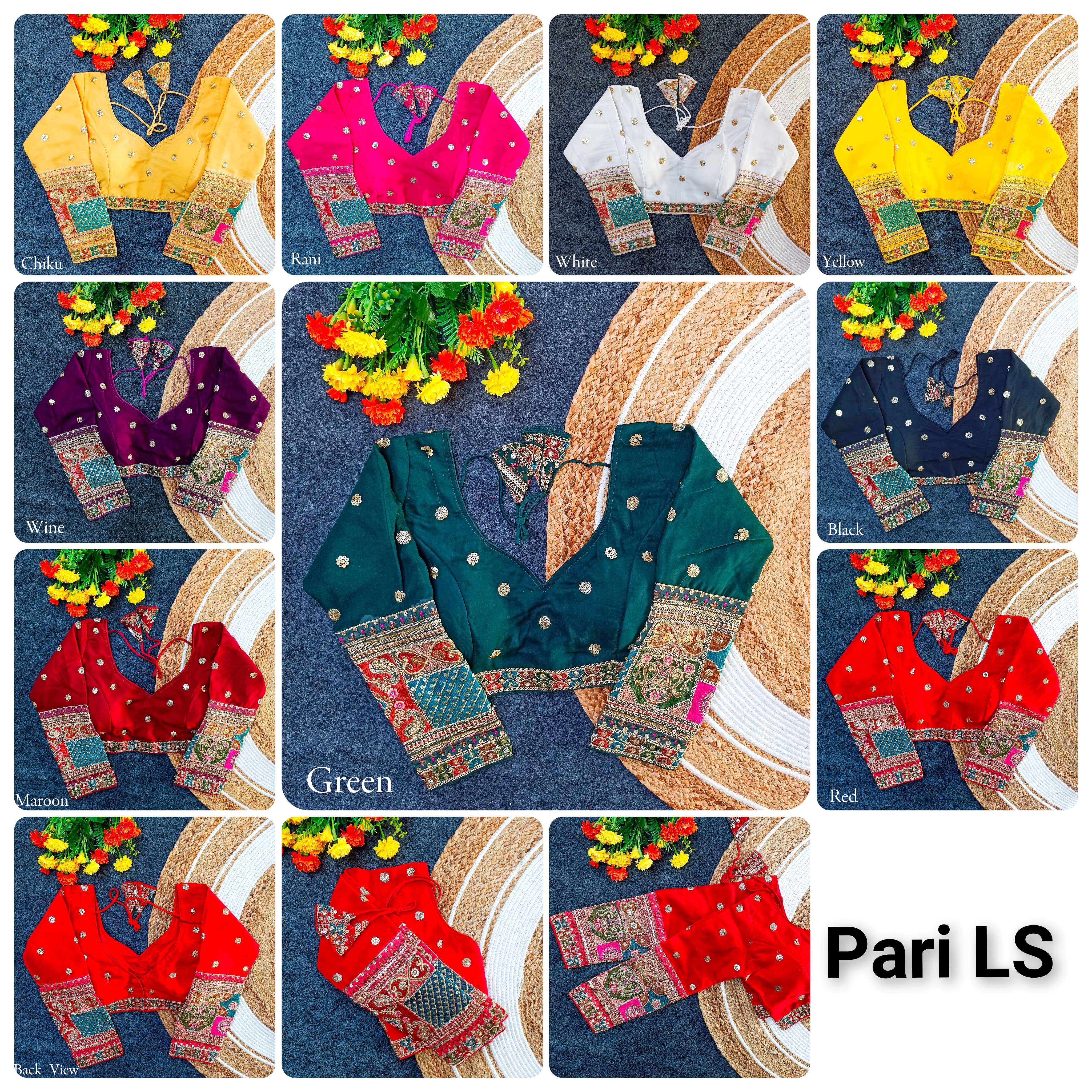 pr pari ls amazing work fox georgette full stitch blouse exports 