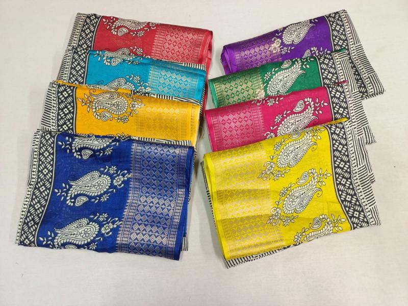 pr soft silk 8 color matching classic look saree with blouse 