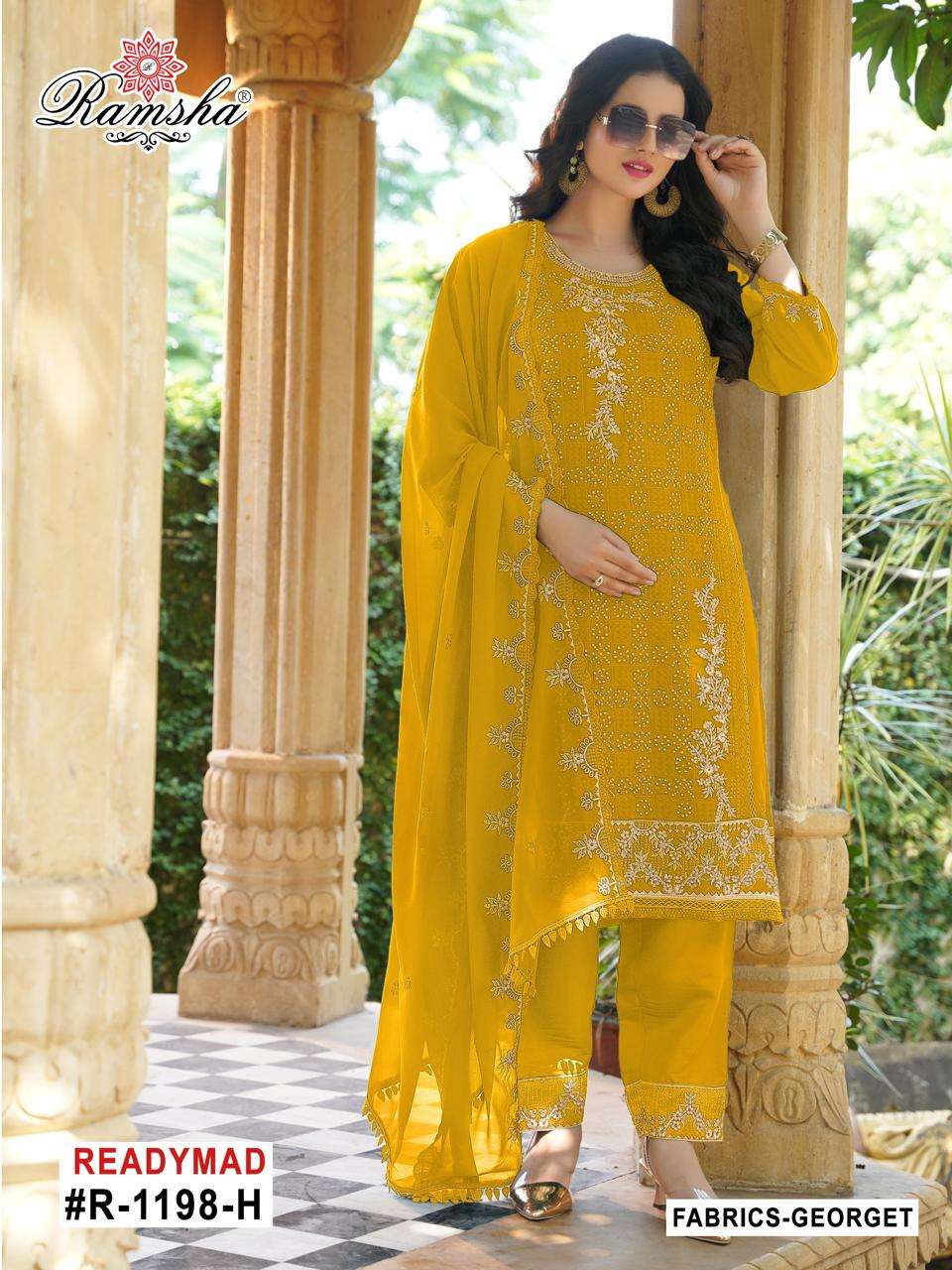 ramsha r 1198 nx amazing work georgette fully stitch pakistani dress for women 