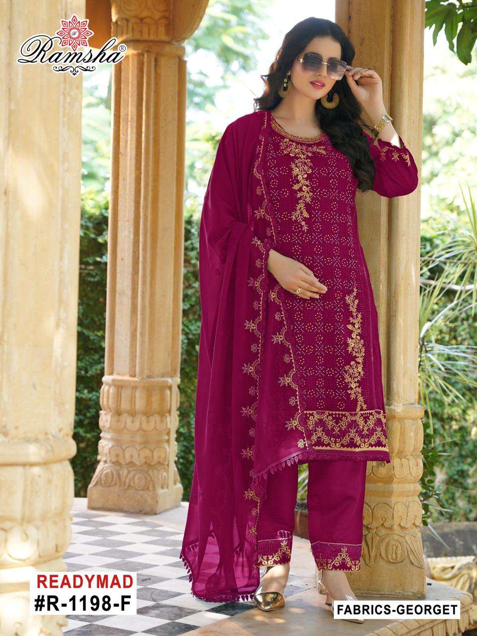 ramsha r 1198 nx amazing work georgette fully stitch pakistani dress for women 