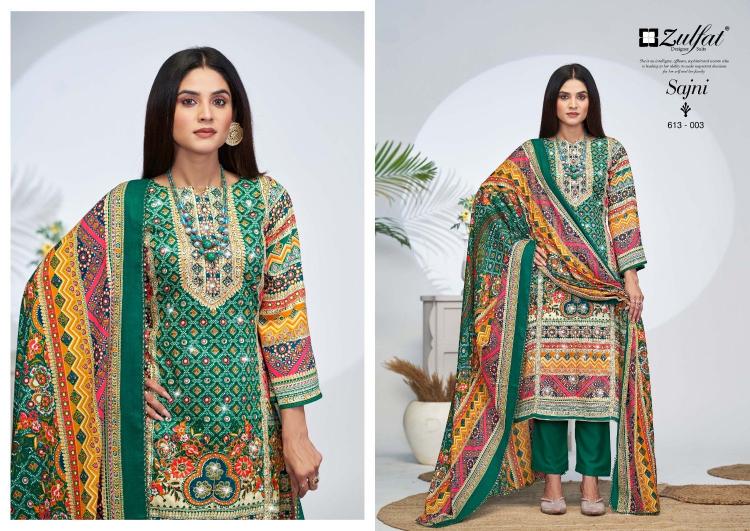 sajni vol 4 by zulfat jam cotton readymade plus size pakistani 3pcs dress for women 