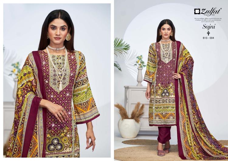 sajni vol 4 by zulfat jam cotton readymade plus size pakistani 3pcs dress for women 