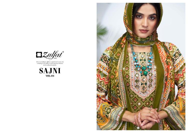 sajni vol 4 by zulfat jam cotton readymade plus size pakistani 3pcs dress for women 