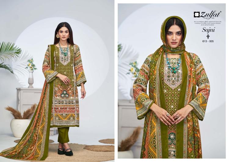 sajni vol 4 by zulfat jam cotton readymade plus size pakistani 3pcs dress for women 